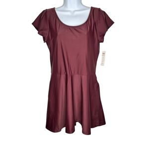 Honey Mark Swimsuit Cover Up Dress Size L Burgundy Stretch Beach Resort Vacation